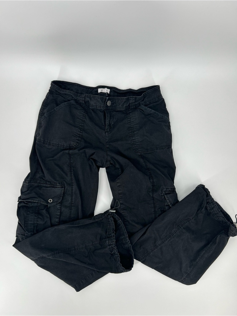 Garage Black Low Rise Utility Cargo Pants Size 13 Bungee Ankle Y2K Streetwear